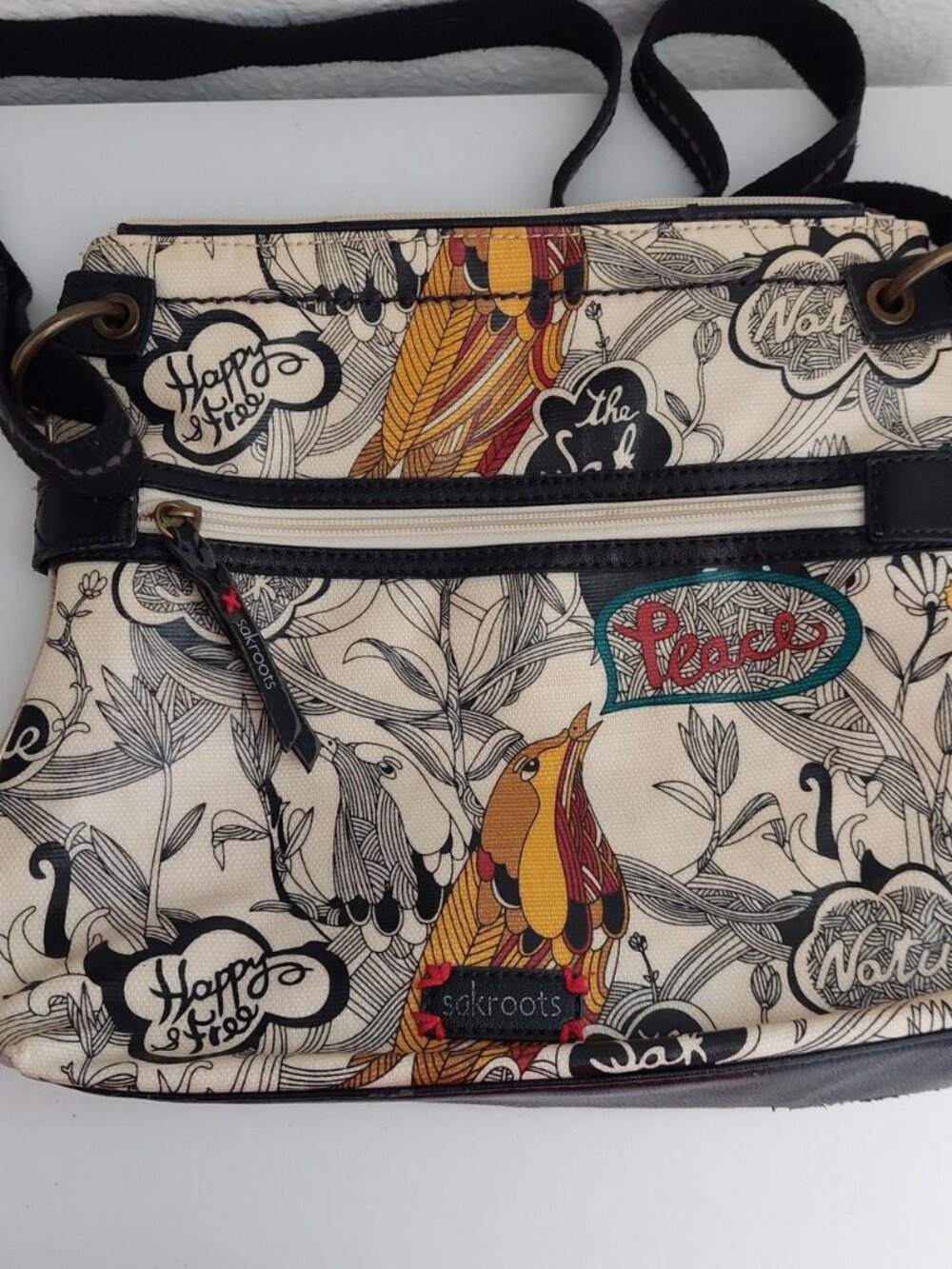 Sakroots blue black birds peace artist circle bag with adjustable straps #boho #